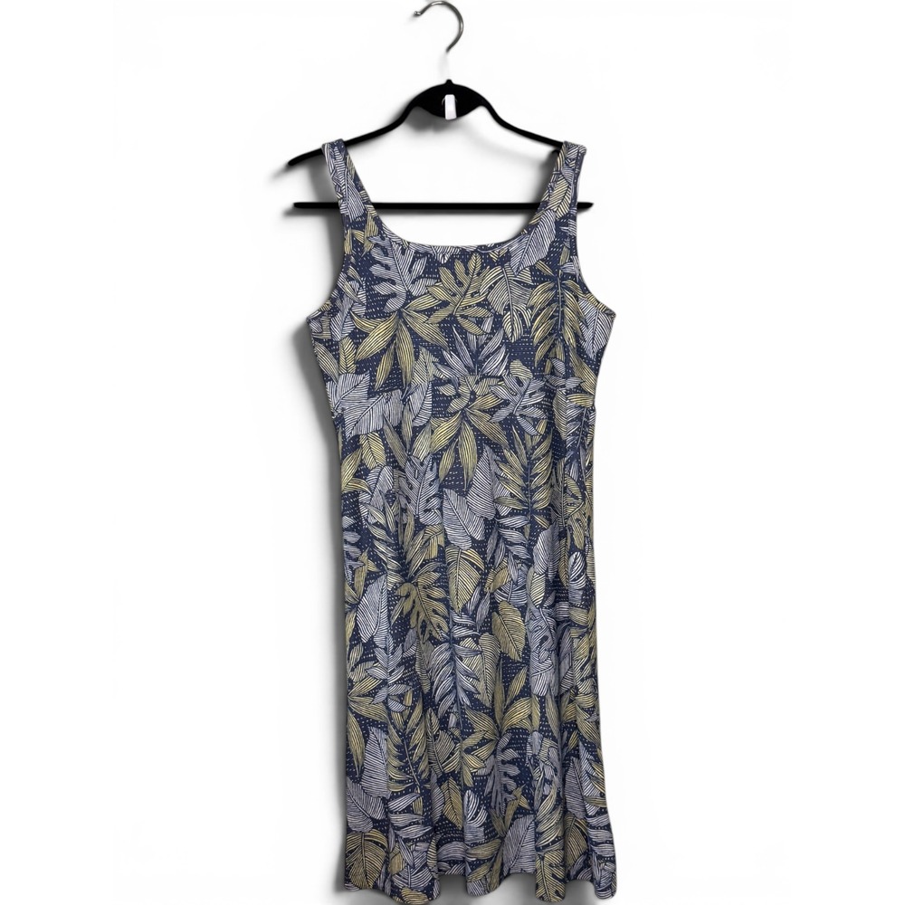 Columbia PFG Omni-Freeze Zero Tropical Leaf Dress Blue Yellow Womens Medium